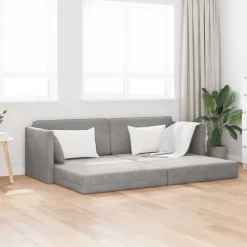vidaXL Golvbäddsoffa Ljusgrå 213 x 70 x 77 cm Sammet