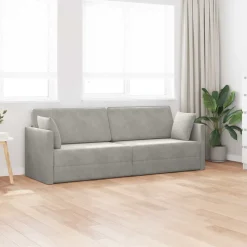 vidaXL Golvbäddsoffa Ljusgrå 213 x 70 x 77 cm Sammet