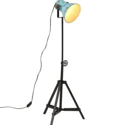 vidaXL Golvlampa 25 W nött blå 35x35x65/95 cm E27