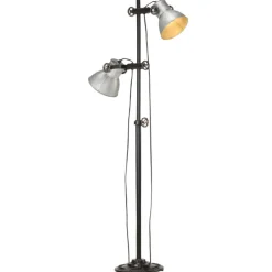 vidaXL Golvlampa med 2 lampskärmar E27 gjutjärn Silver