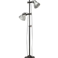 vidaXL Golvlampa med 2 lampskärmar E27 gjutjärn Silver