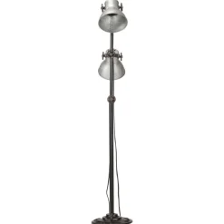 vidaXL Golvlampa med 2 lampskärmar E27 gjutjärn Silver