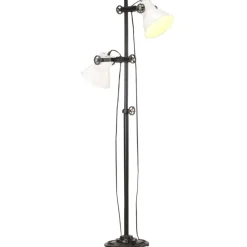 Clearance vidaXL Golvlampa med 2 lampskärmar E27 gjutjärn Vit