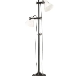 Clearance vidaXL Golvlampa med 2 lampskärmar E27 gjutjärn Vit