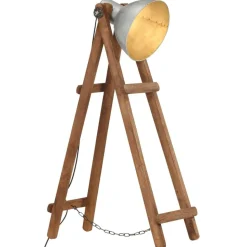 vidaXL Golvlampa silver E27 massivt mangoträ