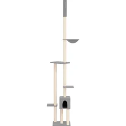vidaXL Golv-till-tak klösträd ljusgrå 258,5-284,5 cm