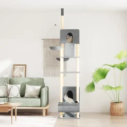 vidaXL Golv-till-tak klösträd ljusgrå 277-303 cm
