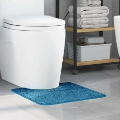 vidaXL Halkfri badmatta med toalettutskärning 50 x 50 cm PP Blå
