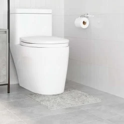 vidaXL Halkfri badmatta med toalettutskärning Grå 50 x 50 cm PP
