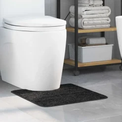 vidaXL Halkfri badmatta med toalettutskärning Mörkgrå 50 x 50 cm PP