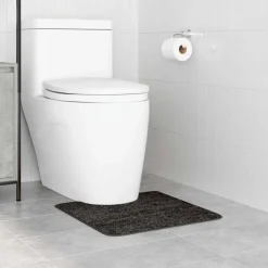 vidaXL Halkfri badmatta med toalettutskärning Mörkgrå 50 x 50 cm PP