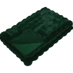 vidaXL Halkfri filt i konstgjord kaninfäll Olite Mörkgrön 130 x 150 cm