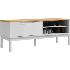 vidaXL Hallbänk med låda FLORO Vit 115 x 40 x 45 cm Massiv furu
