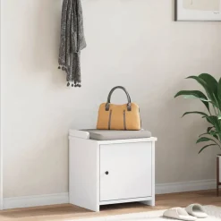 vidaXL Hallbänk SANDNES vit 45x40x50 cm massiv trä furu