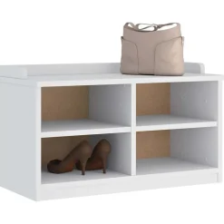 Best vidaXL Hallbänk SANDNES 87x40x50 cm massiv trä furu Vit