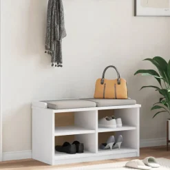Best vidaXL Hallbänk SANDNES 87x40x50 cm massiv trä furu Vit