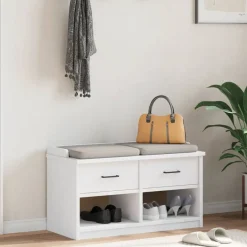 Outlet vidaXL Hallbänk SANDNES 87x40x50 cm massiv trä furu Vit