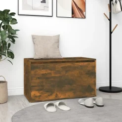 vidaXL Hallbänk 80x40x45 cm rökfärgad ek konstruerat trä
