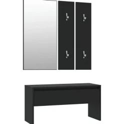 New vidaXL Hallmöbel set konstruerat trä Svart