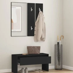 New vidaXL Hallmöbel set konstruerat trä Svart