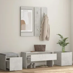 vidaXL Hallmöbler set konstruerat trä Betonggrå