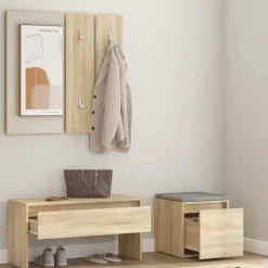 vidaXL Hallmöbler set sonoma-ek konstruerat trä