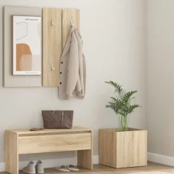 Best vidaXL Hallmöbler set sonoma-ek konstruerat trä Sonoma ek