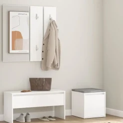 vidaXL Hallmöbler set vit konstruerat trä