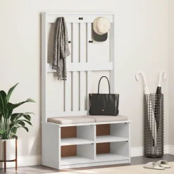 Outlet vidaXL Hallträd SANDNES 87x40x159,5cm massiv träfuru Vit