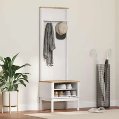 Outlet vidaXL Hallway skåp med hylla FLORO 50 x 40 x 158 cm Massiv furu Vit