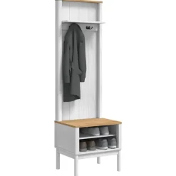Outlet vidaXL Hallway skåp med hylla FLORO 50 x 40 x 158 cm Massiv furu Vit