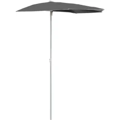 vidaXL Halvrunt parasoll med stång 180x90 cm antracit