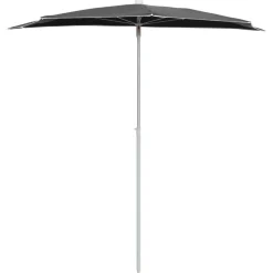 vidaXL Halvrunt parasoll med stång 180x90 cm antracit