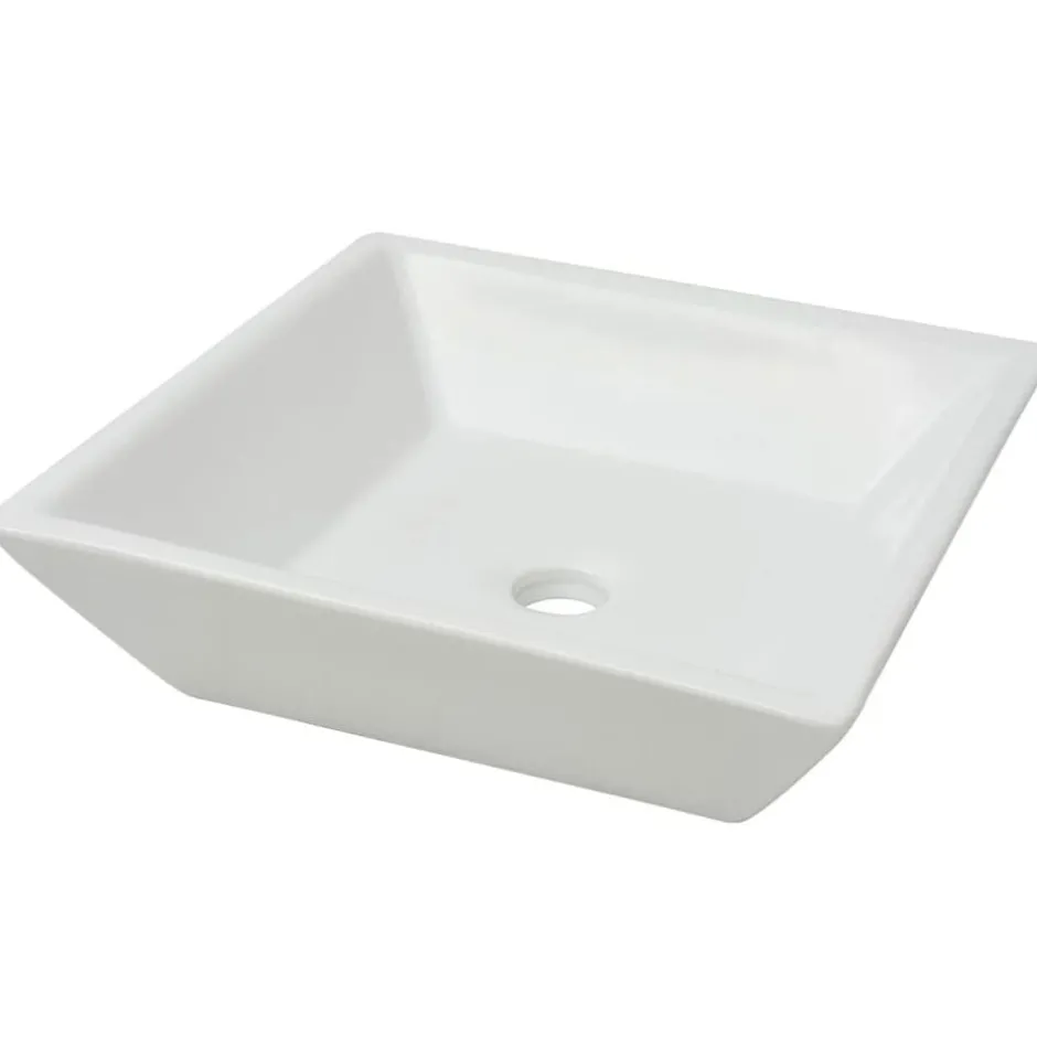 Clearance vidaXL Handfat fyrkantig keramik 41,5x41,5x12 cm Vit