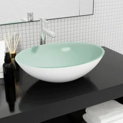 vidaXL Handfat glas 50x37x14 cm vit
