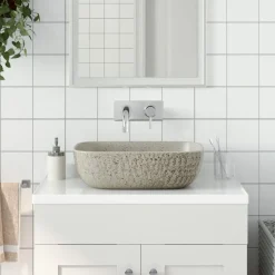 vidaXL Handfat grå rektangulär 48x37,5x13,5 cm keramik