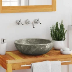 vidaXL Handfat Ø40x12 cm marmor Grå