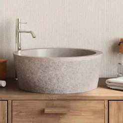 Clearance vidaXL Handfat Ø40x15 cm marmor Grå