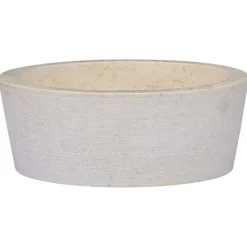 vidaXL Handfat gräddvit Ø40x15 cm marmor