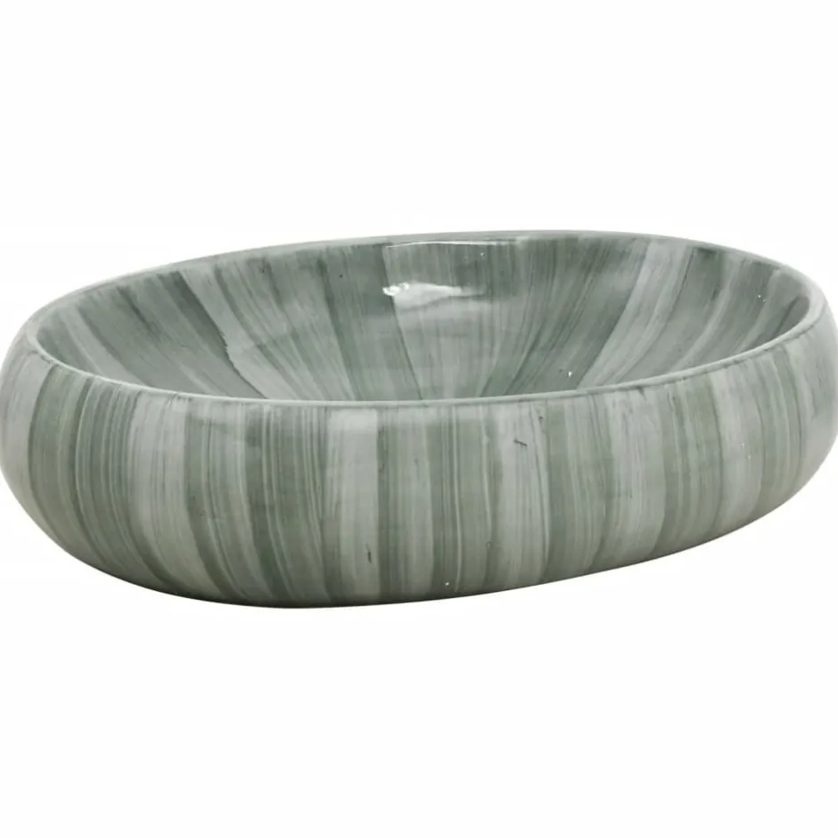 Hot vidaXL Handfat oval 59x40x15 cm keramik Grön