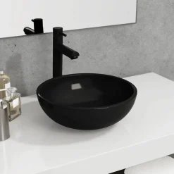 Discount vidaXL Handfat härdat glas 35x12 cm Svart