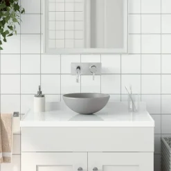 Discount vidaXL Handfat keramik rund Ljusgrå