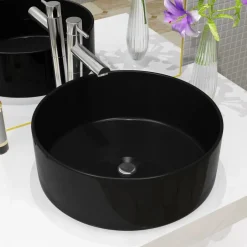 New vidaXL Handfat keramik rund 40x15 cm Svart
