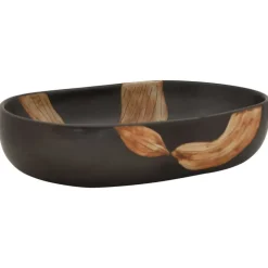 Discount vidaXL Handfat svart oval 59x40x14 cm keramik Svart och brun