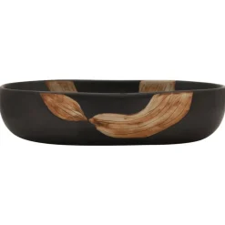 Discount vidaXL Handfat svart oval 59x40x14 cm keramik Svart och brun