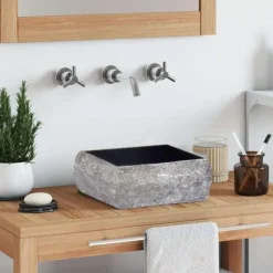 New vidaXL Handfat 30x30x13 cm marmor Svart