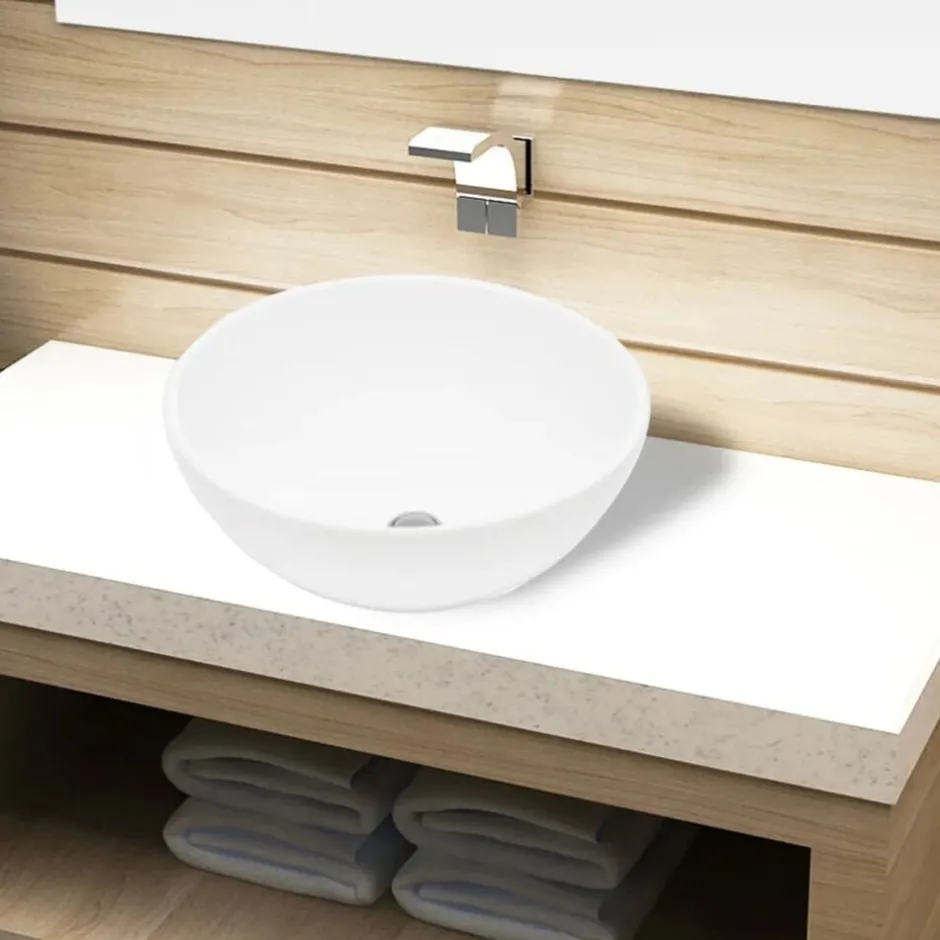 Outlet vidaXL Handfat keramik rund Vit