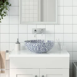 Sale vidaXL Handfat vit och rund Φ41x14 cm keramik Blå
