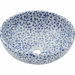 Sale vidaXL Handfat vit och rund Φ41x14 cm keramik Blå