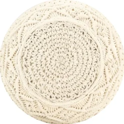 Online vidaXL Handgjord sittpuff makramé 45x30 cm bomull Vit
